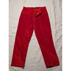 Judy Blue Red Corduroy Pants Women's 9/29 High Rise Button Fly Ankle Straight